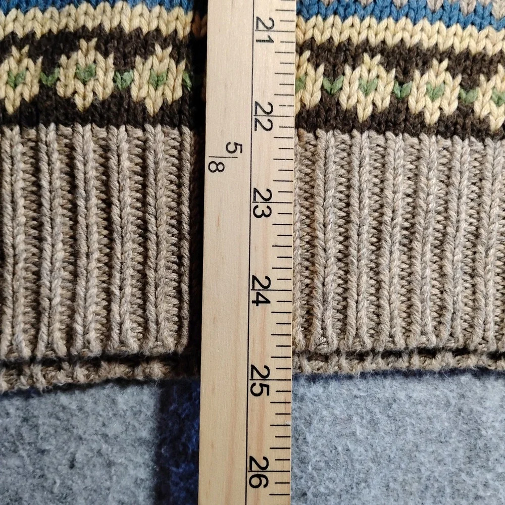 Vintage Polo Ralph Lauren Men Tan Cotton Fair Isle Snowflake Crew Neck Sweater M